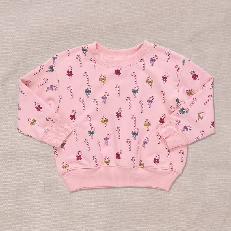 Pink Chicken Sweatshirt Mini Candy Cane
