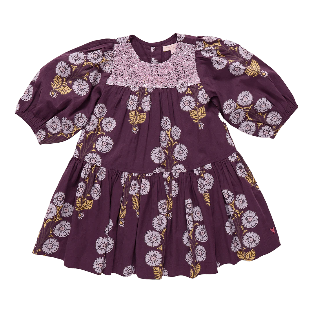 Pink Chicken Fiona Dress Plum Buttercup Floral