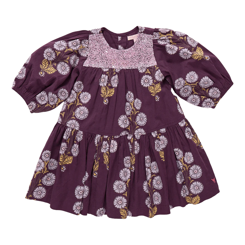 Pink Chicken Fiona Dress Plum Buttercup Floral