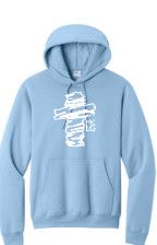 Rugged Cross Hoodie Sweatshirt Light Blue/White
