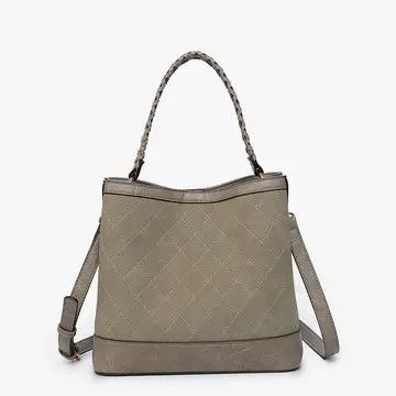 Gray Taupe Quilted Satchel