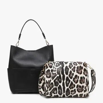 Abby 2-in-1 Bucket Bag w/ Animal Print Guitar Strap