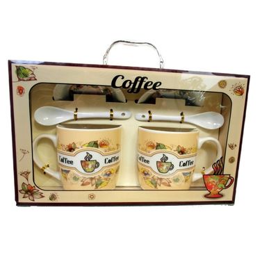 2 KUBKI 330 ml  Z PODSTAWKAMI I ŁYŻECZKAMI