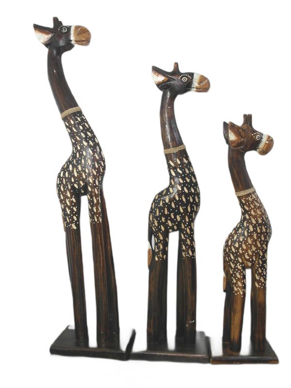 3 DREWNIANE ŻYRAFY 60/50/40 CM