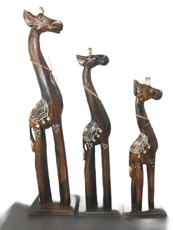 3 DREWNIANE ŻYRAFY 60/50/40 CM