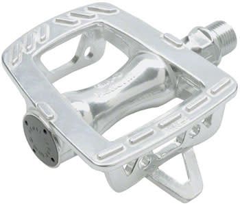 MKS GR-9 Platform Road Pedals: 9/16&quot; Toe Clip Compatible Alloy Silver
