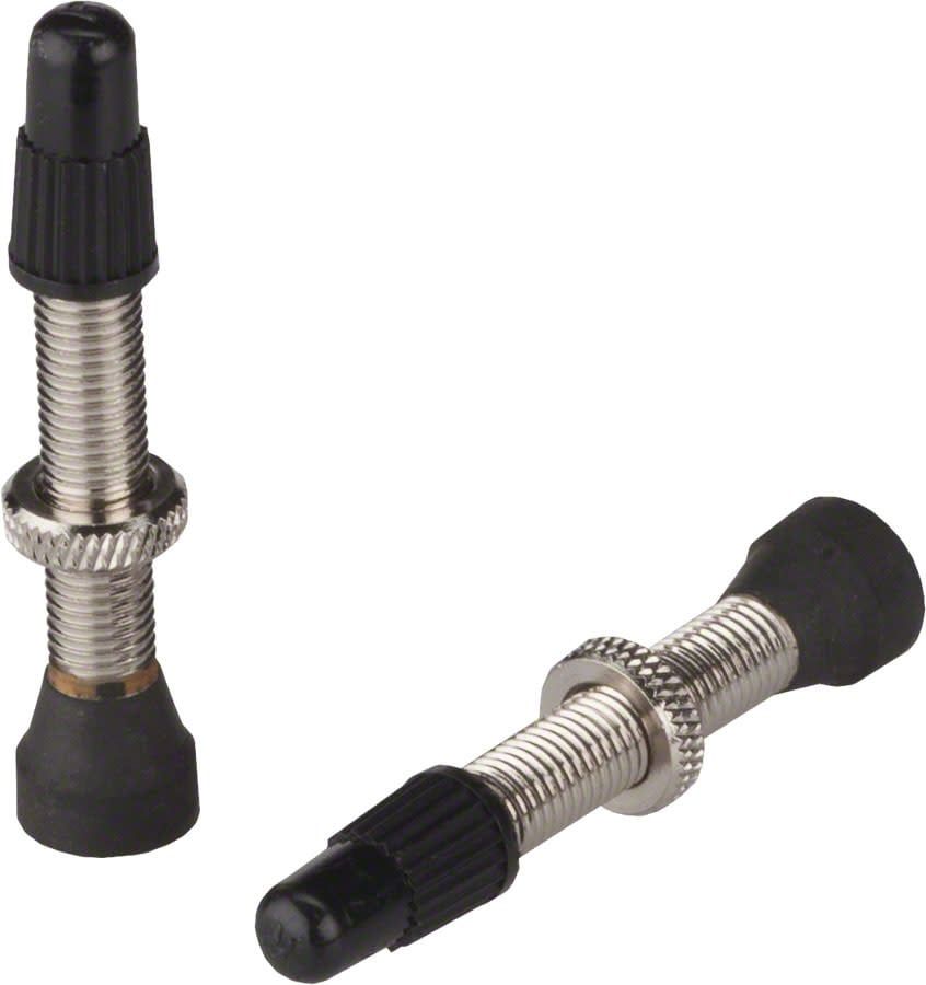 Whisky No.7 Brass Tubeless Valves, Pair, 40mm, Silver