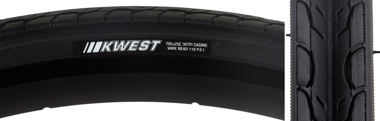 Kenda TIRE KWEST 700x25 BK/BK SRC/30 WIRE 110psi