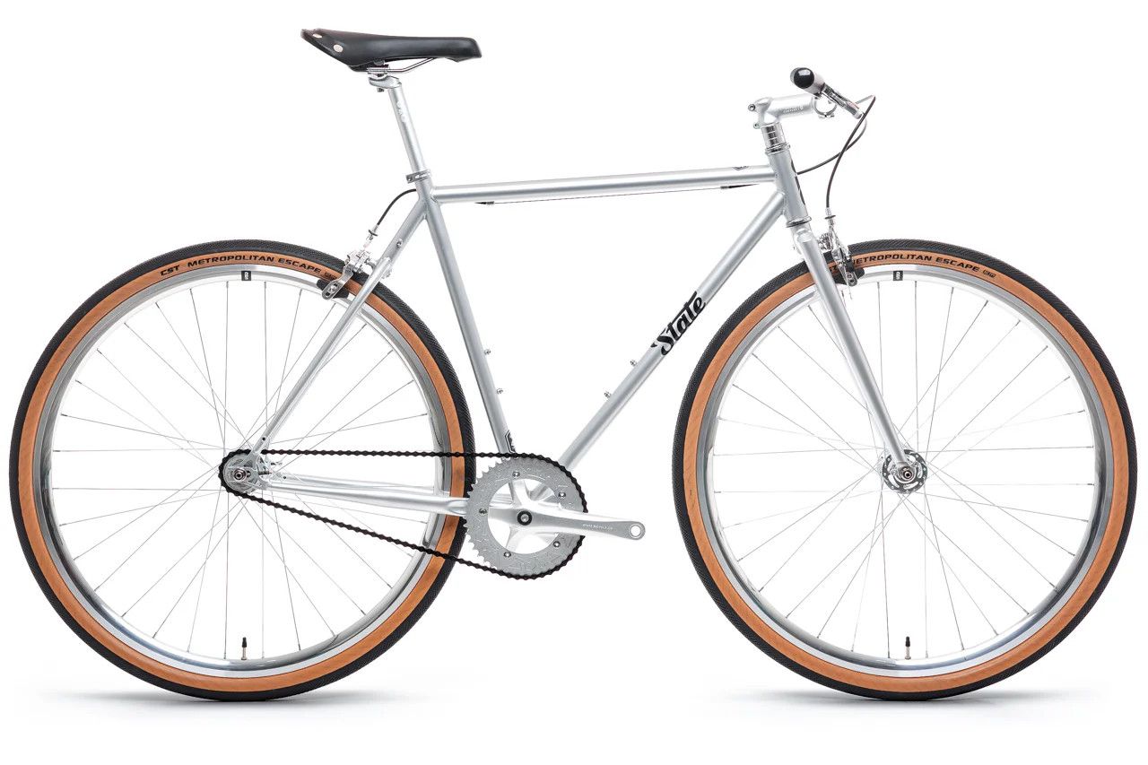 State Bicycle Co. 4130 - Satin Silver – (Fixed Gear / Single-Speed) - 55 cm Wide Riser Bars