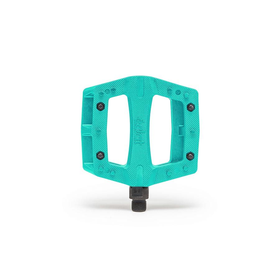 Eclat, Contra, Platform Pedals, Body: Nylon, Spindle: Cr-Mo, 9/16&#39;&#39;, Turquoise, Pair