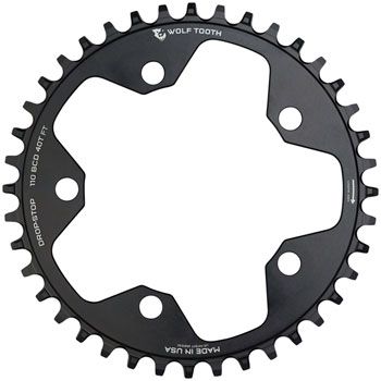 Wolf Tooth 110 BCD Cyclocross and Road Chainring - 40t, 110 BCD, 5-Bolt, Drop-Stop B, 10/11/12-Speed Eagle and Flattop Compatible, Black