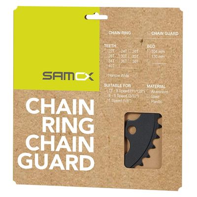 Samox, PD-R4-S, Chainring, Teeth: 38, Speed: 1, BCD: 104, Bolts: 4, Steel, Black