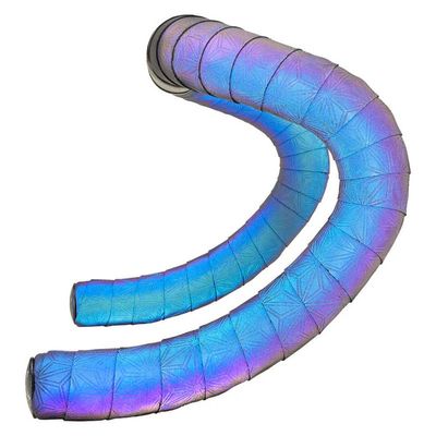 SUPACAZ BLING REFLECTIVE OIL SLICK HANDLEBAR TAPE W/BLACK ANODIZED PLUGS