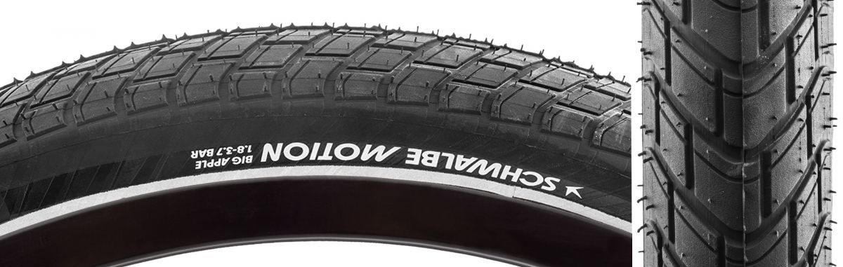 Schwalbe MOTION BIG APPLE 26x2.15 PERF R-GUARD BK/BSK/REF ADDIX GRN E25 WIRE