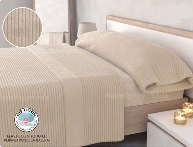 Juego de Sábanas Sedalina Beige Jacquard Stripes