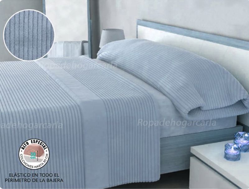 Juego de Sábanas Sedalina Azul Jacquard Stripes