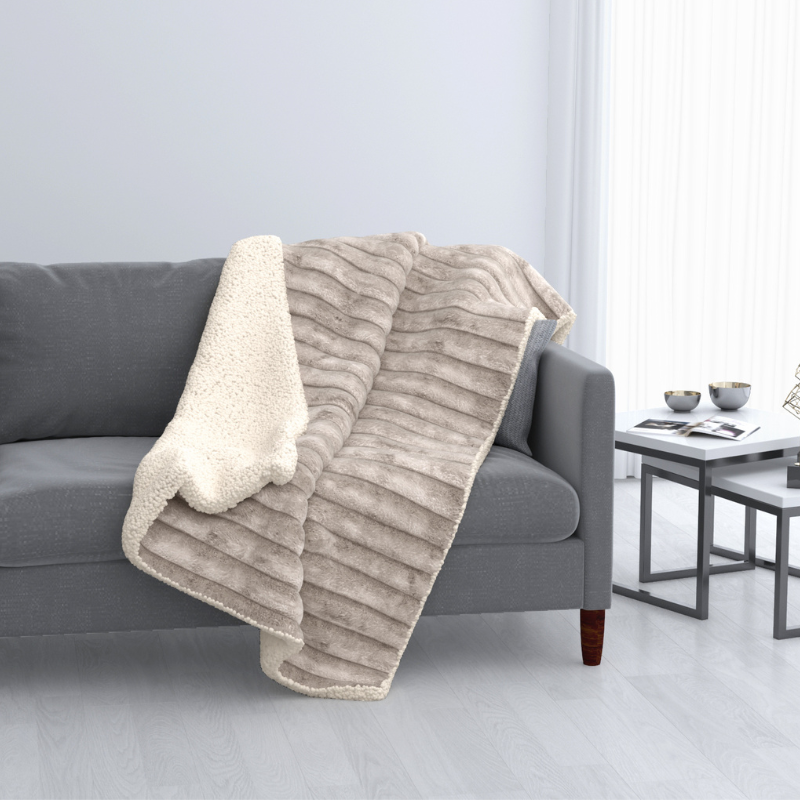 Manta Jacquard Largue Stripe beige - Sherpa