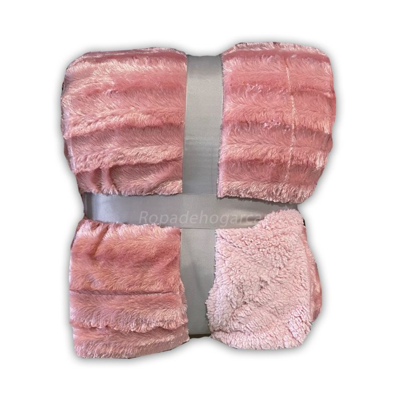 Manta con sherpa - Visón Rosa