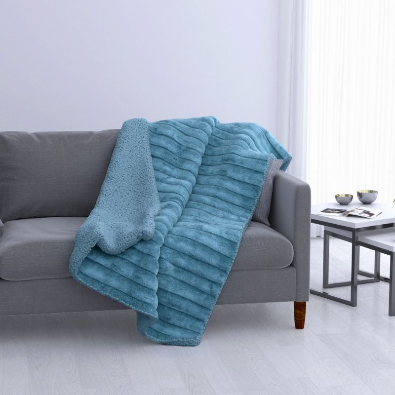 Manta Jacquard Largue Stripe Turquesa- Sherpa