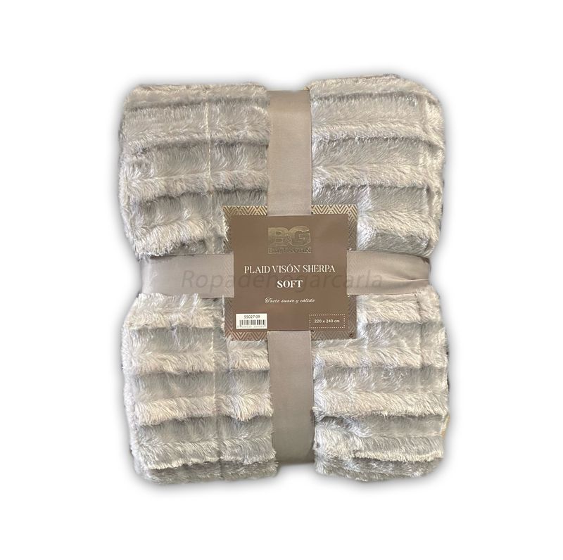 Manta con sherpa - Visón Beige