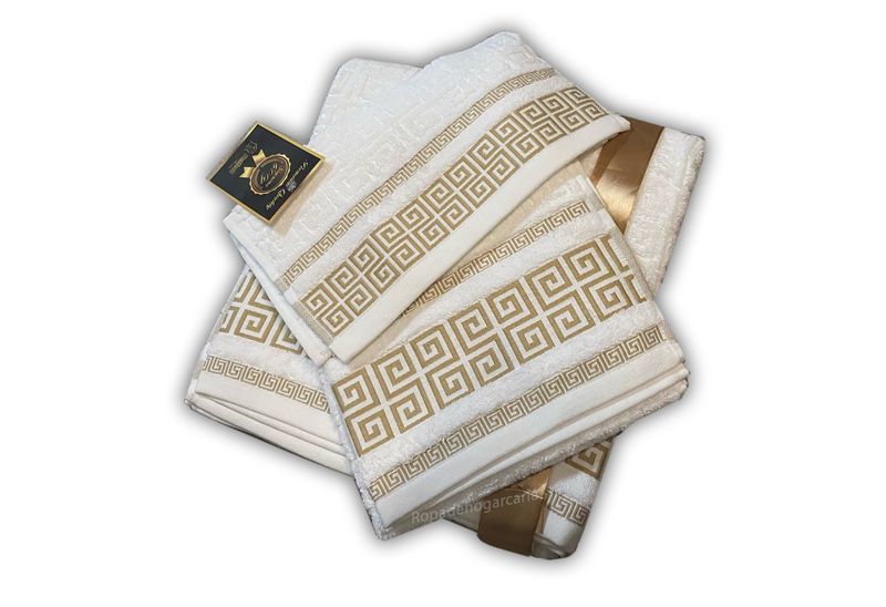Juego de Toallas tres piezas Blanco, Algodón 100% - 600gr