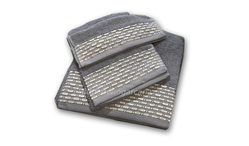 Juego de Toallas tres piezas Gris oscuro, Algodón 100%