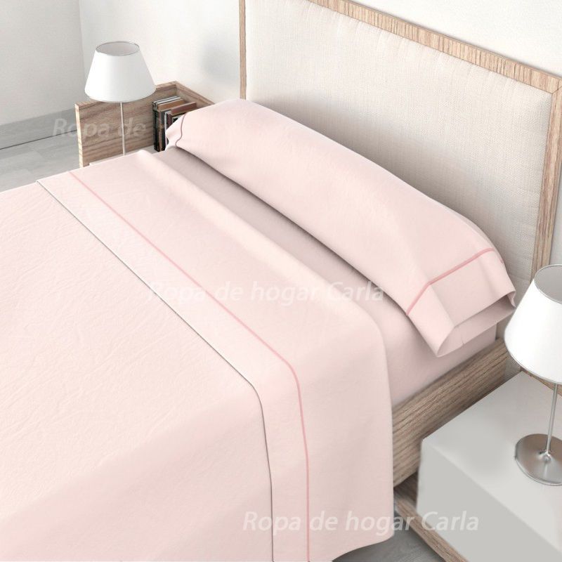 Juego de Sábanas lisas con jaretón Rosa