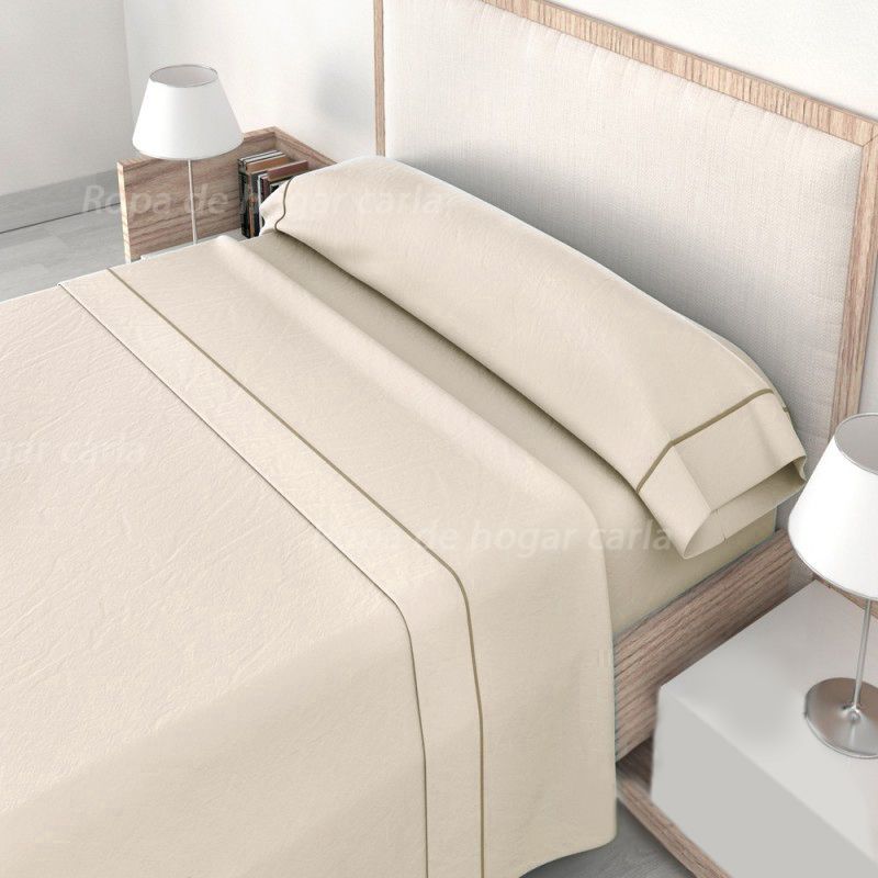 Juego de Sábanas lisas con jaretón Beige