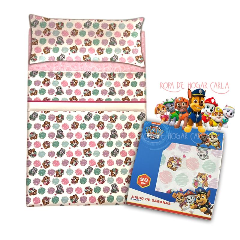 Juego de sábanas infantiles patrulla canina rosa