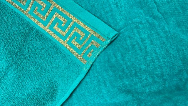 Toalla de Algodón Turquesa-Oro