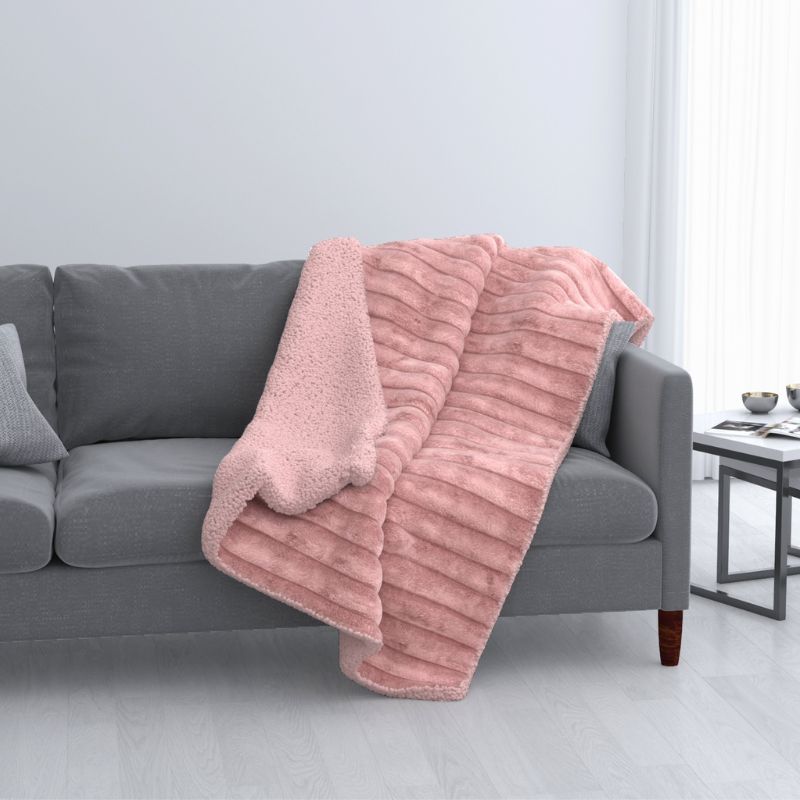 Manta Jacquard Largue Stripe Rosa - Sherpa