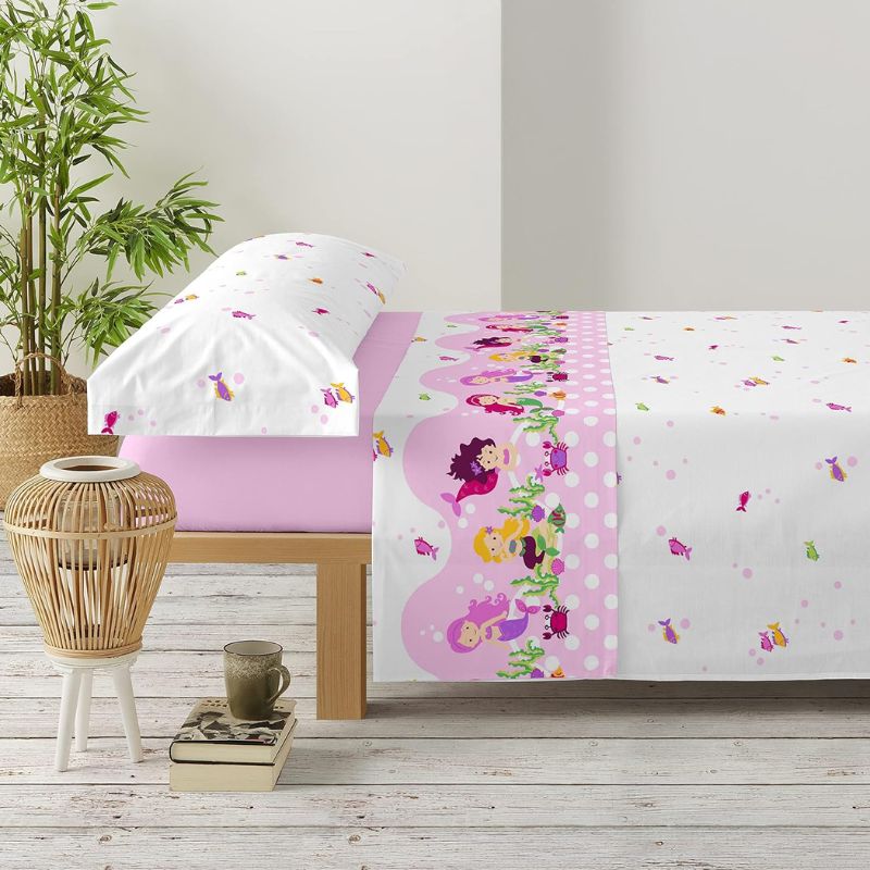 Juego de sábanas infantiles Sirenas rosa