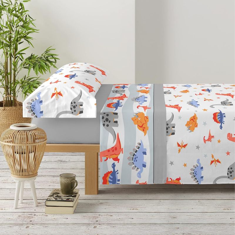 Juego de sábanas infantiles dinosaurios gris