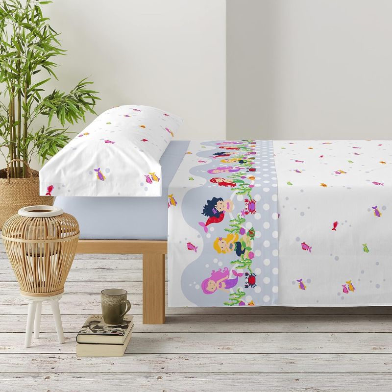 Juego de sábanas infantiles Sirenas gris