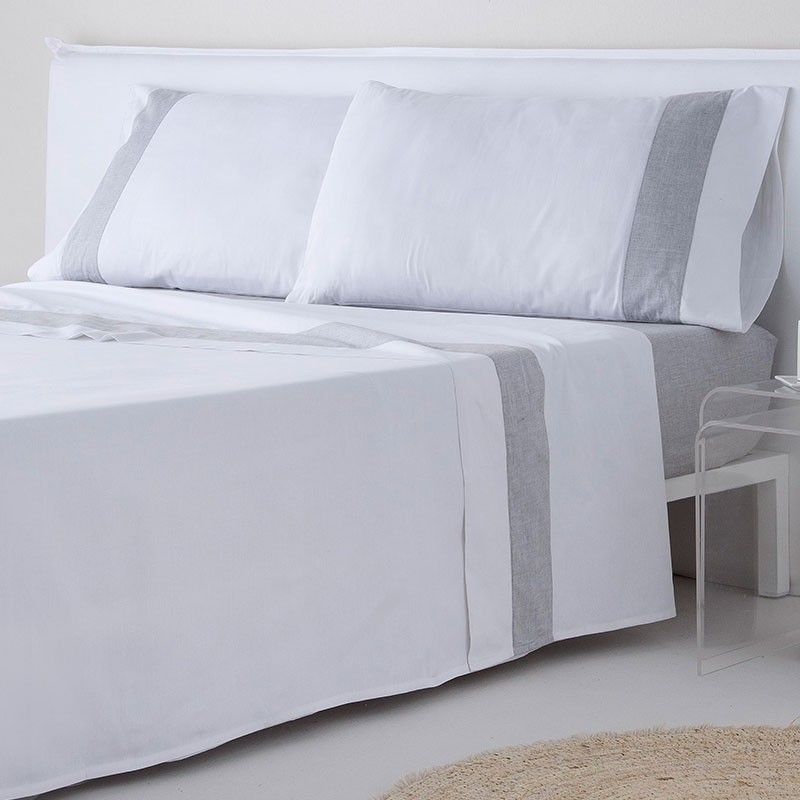 Juego de sábanas Algodón Gris Fundeco