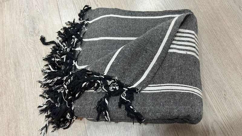 Colcha Foular Fleco Gris