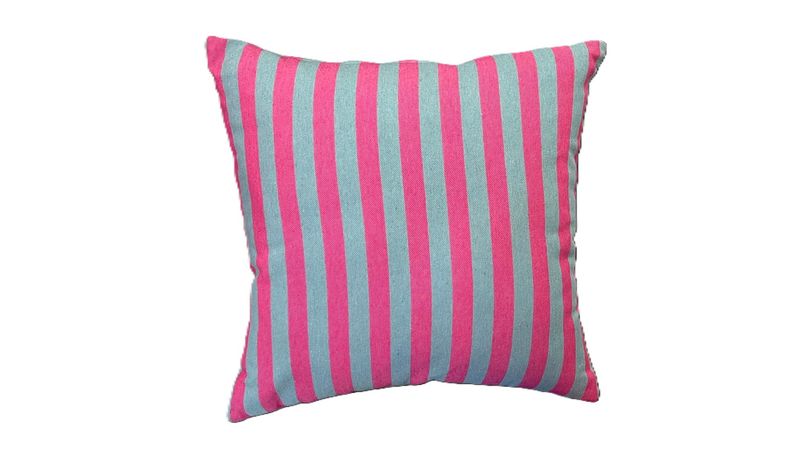 Cojín Rayado Fucsia-Gris
