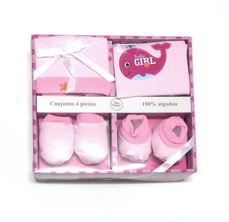 Conjunto Primera Puesta 4pzas. Rosa