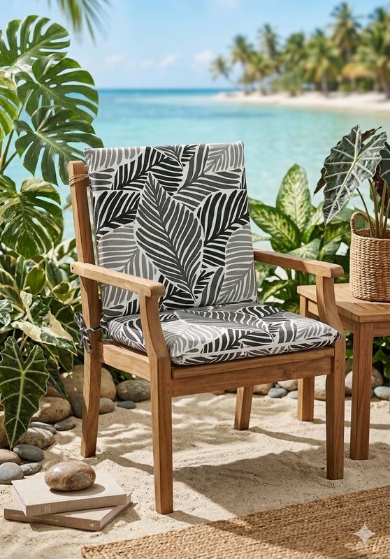 Asiento Loneta con Respaldo Negro Blanco