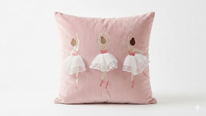 Cojín con Relleno Bailarinas Rosa Sedalina 45x45cm