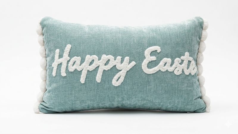 Cojín con Relleno Turquesa Happy Easter 30x50cm