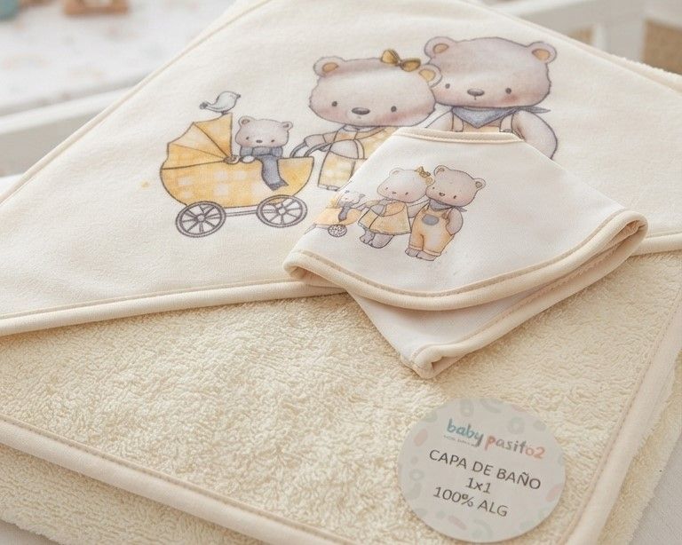 Capa de Baño Bebé Ositos Beige