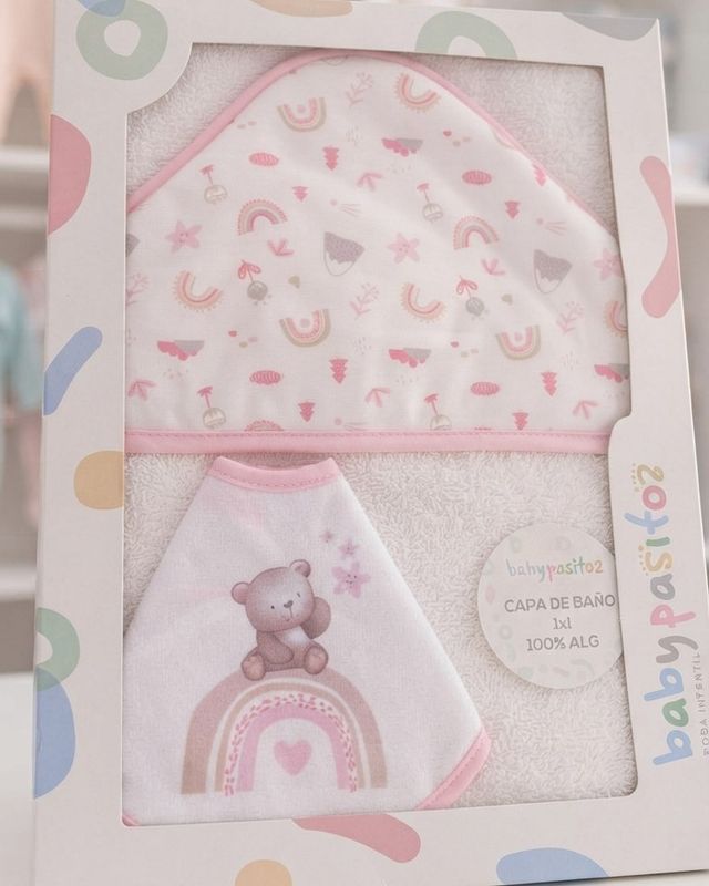 Capa de Baño Bebé Blanco Rosa
