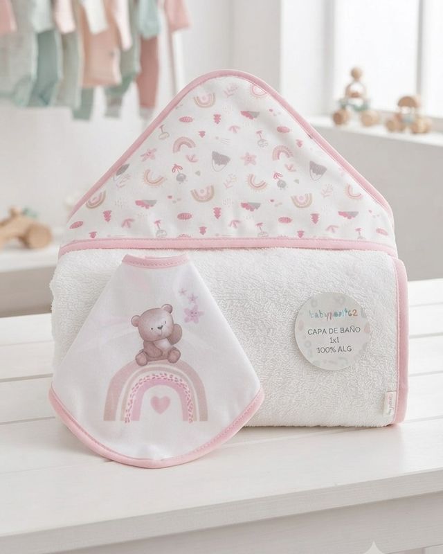 Capa de Baño Bebé Blanco Rosa
