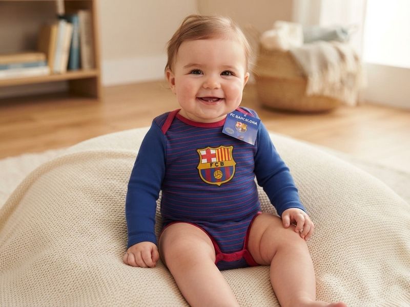 Body para Bebé de Algodón FC Barcelona Rayas Manga Larga – Producto Oficial