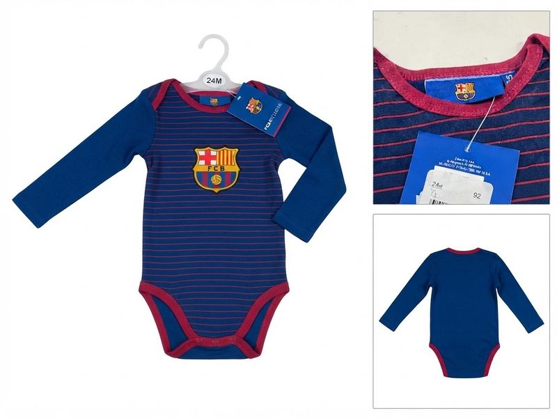 Body para Bebé de Algodón FC Barcelona Rayas Manga Larga – Producto Oficial