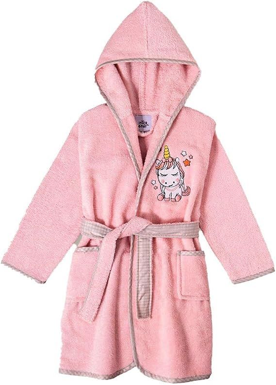 Albornoz Infantil de Rizo de Algodón - Unicornio Rosado Interbaby