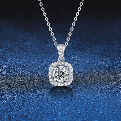 Elegant Square Design Moissanite Diamond Necklace