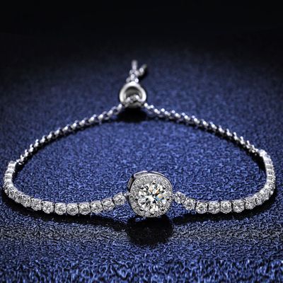 Moissanite Diamond Tennis Bracelet with Classic Inlay