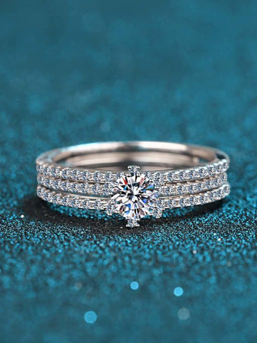 Classic Twin style triple row moissanite diamond engagement ring